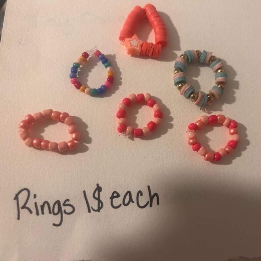 Unbranded Beaded Stretch Rings Womens OS Multicolor Excellent Y2K Kidcore 20pc